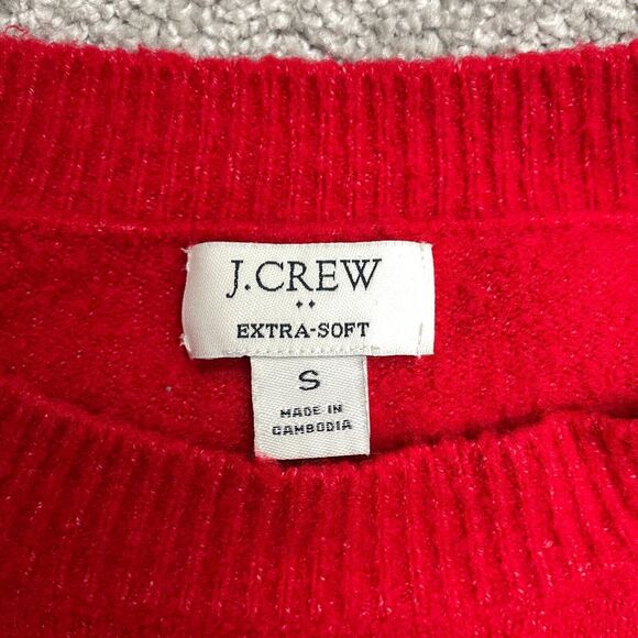 J.Crew Extra Soft Pullover Sweater Womens Small Red Crew Neck Wool Blend Knit - Picture 4 of 9